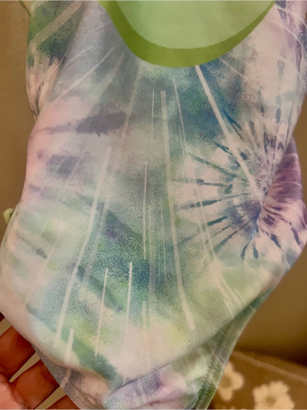 Disney Kids One Piece Swimsuit Pastel Tie-Dye with Green Baby Yoda - Picture 3 of 13